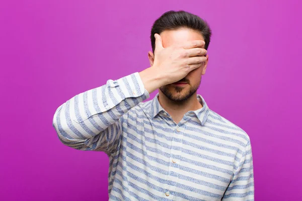 Young Handsome Man Covering Eyes One Hand Feeling Scared Anxious — Stockfoto