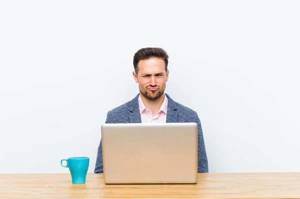 Young Handsome Businessman Looking Goofy Funny Silly Cross Eyed Expression — Stock Photo, Image