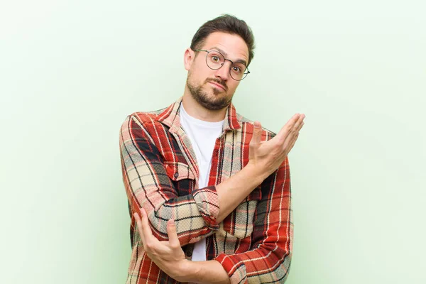 Young Handsome Man Feeling Confused Clueless Wondering Doubtful Explanation Thought — Stock Photo, Image