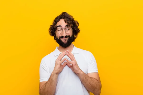 Young Crazy Man Feeling Proud Mischievous Arrogant While Scheming Evil — Stockfoto