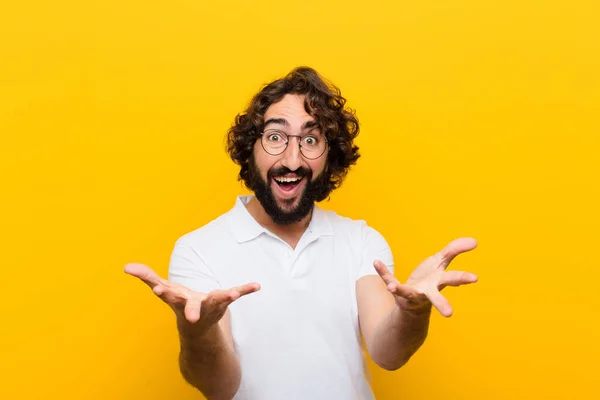 Young Crazy Man Feeling Happy Astonished Lucky Surprised Saying Omg — Stockfoto