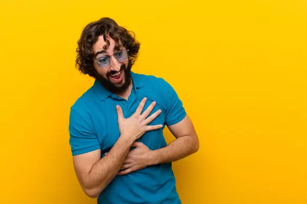 Young Crazy Man Laughing Out Loud Some Hilarious Joke Feeling — ストック写真