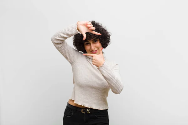 Young Pretty Afro Woman Feeling Happy Friendly Positive Smiling Making — Stock Photo, Image