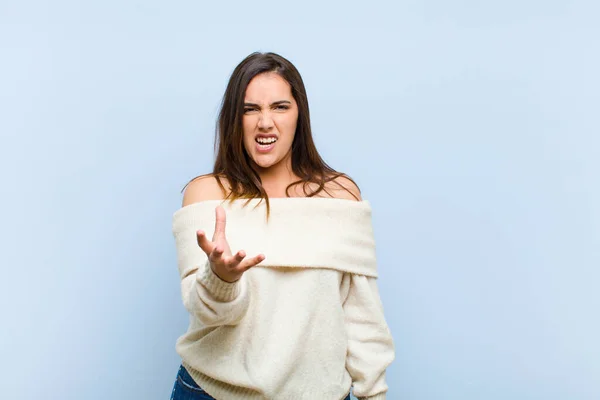 Young Pretty Woman Looking Angry Annoyed Frustrated Screaming Wtf Whats — Stock Photo, Image