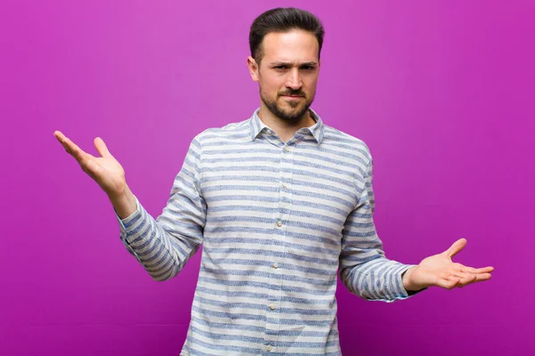 Young Handsome Man Looking Puzzled Confused Stressed Wondering Different Options — Stock Photo, Image