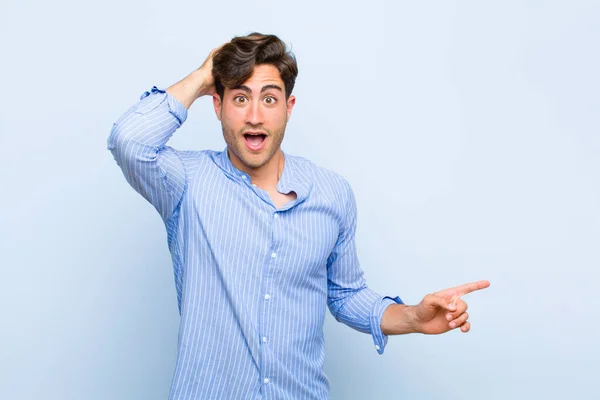 Young Handsome Man Laughing Looking Happy Positive Surprised Realizing Great — Stock Photo, Image