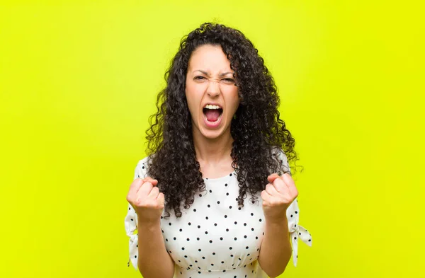 Young Pretty Woman Shouting Aggressively Annoyed Frustrated Angry Look Tight — Stock Photo, Image