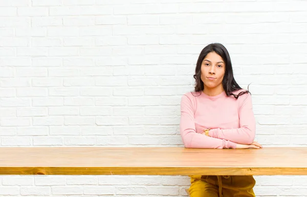 Young Pretty Latin Woman Feeling Displeased Disappointed Looking Serious Annoyed — Stock Photo, Image