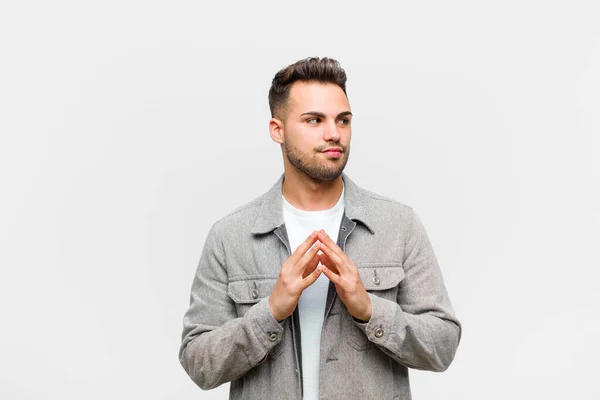 Young Hispanic Man Feeling Proud Mischievous Arrogant While Scheming Evil — Stock Photo, Image