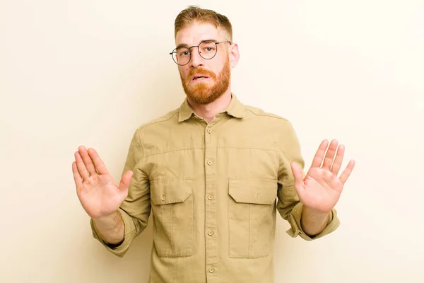 Young Red Head Man Looking Nervous Anxious Concerned Saying Fault — Stock Photo, Image