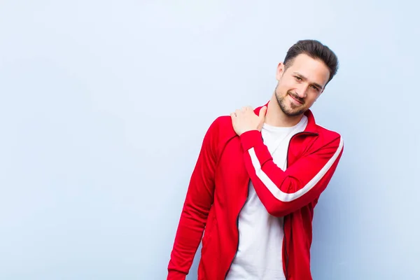 Young Handsome Sports Man Monitor Feeling Love Looking Cute Adorable — Stock Photo, Image