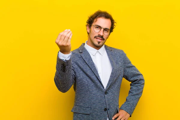 Young Handsome Man Making Capice Money Gesture Telling You Pay — ストック写真