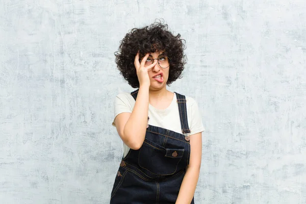 Young Pretty Afro Woman Feeling Bored Frustrated Sleepy Tiresome Dull — Stock Photo, Image