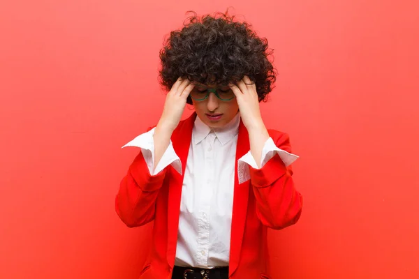 Joven Bastante Afro Mujer Buscando Estresado Frustrado Trabajando Bajo Presión — Foto de Stock