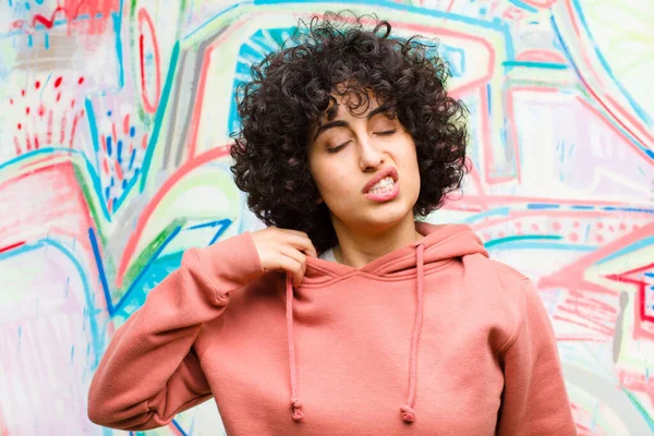 Fiatal Csinos Afro Érzés Stresszes Ideges Fáradt Frusztrált Húzza Ing — Stock Fotó