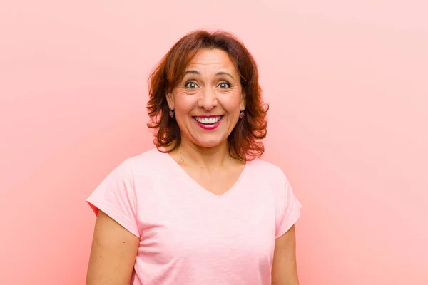 Middle Age Woman Looking Happy Pleasantly Surprised Excited Fascinated Shocked — Stock Photo, Image