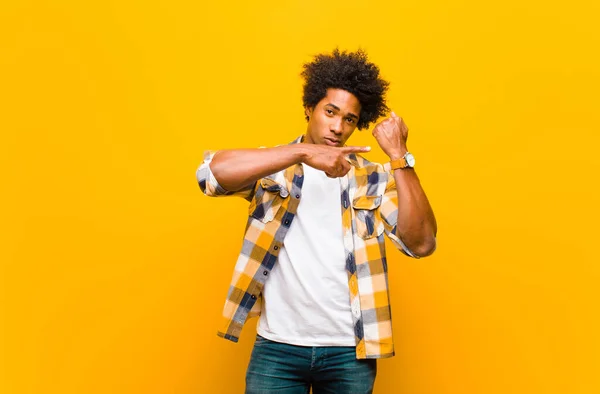 Young Black Man Looking Impatient Angry Pointing Watch Asking Punctuality — Stock Photo, Image