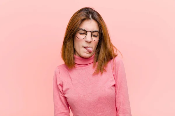 Jong Mooi Vrouw Zoek Gek Grappig Met Een Domme Schele — Stockfoto