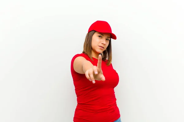 Partera Sonriendo Orgullosa Confiadamente Haciendo Pose Número Uno Triunfante Sintiéndose — Foto de Stock