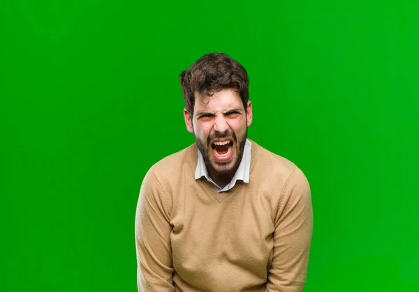 Young Businessman Shouting Aggressively Looking Very Angry Frustrated Outraged Annoyed — Stock Photo, Image