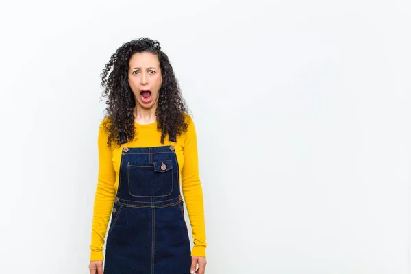 Young Pretty Woman Feeling Terrified Shocked Mouth Wide Open Surprise — Stock Photo, Image