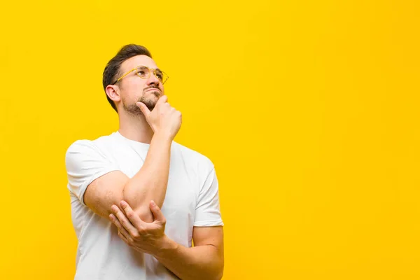 Young Handsome Man Feeling Thoughtful Wondering Imagining Ideas Daydreaming Looking — Stock Photo, Image