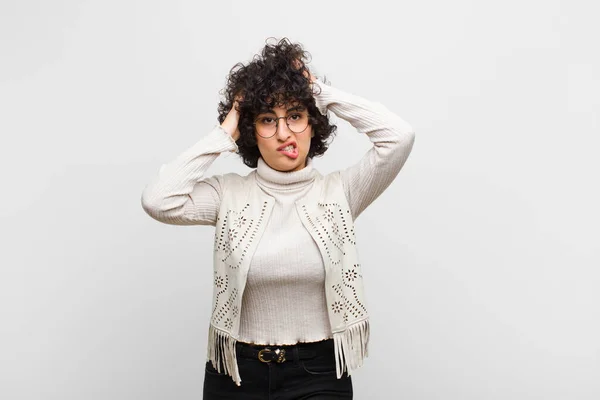 Jong Mooi Afro Vrouw Gevoel Gefrustreerd Geïrriteerd Ziek Moe Van — Stockfoto