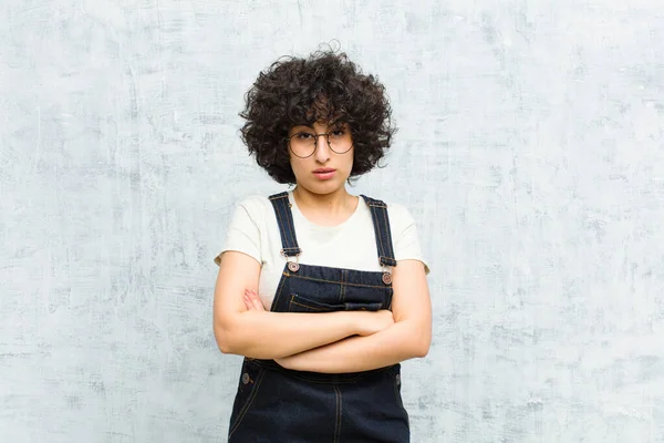 Young Pretty Afro Woman Feeling Displeased Disappointed Looking Serious Annoyed — ストック写真