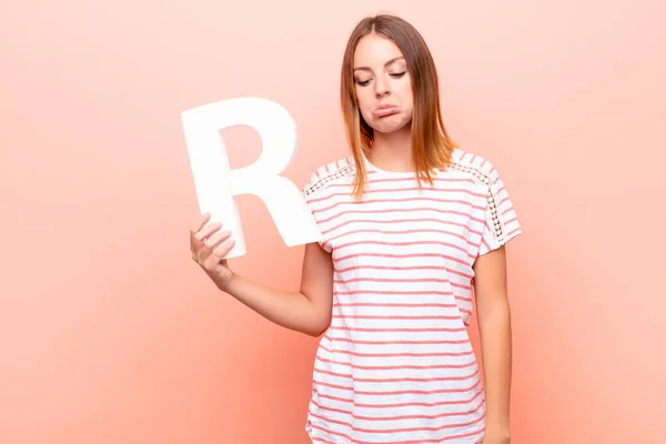 Young Pretty Red Head Woman Sad Depressed Unhappy Holding Letter Stock Image