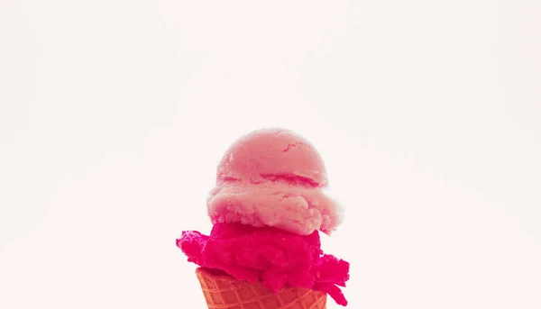 Strawberry Ice Cream Isolated Flat Wall Close — Stock Photo, Image