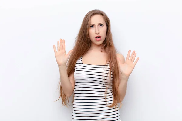 Yound Blonde Woman Looking Nervous Anxious Concerned Saying Fault Didnt — Stock Photo, Image