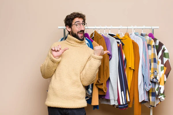 Young Cool Berded Man Clothes Flat Wall Stock Picture