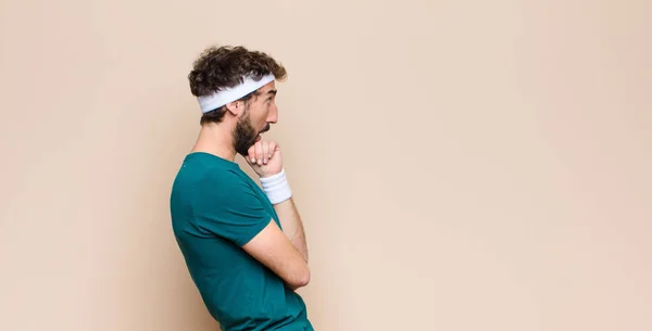 Young Sports Man Expressing Concept Flat Wall — Stock Photo, Image