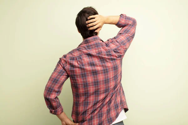 Young Handsome Man Thinking Doubting Scratching Head Feeling Puzzled Confused — Stock Photo, Image