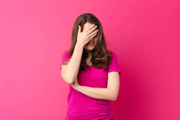 Giovane Bella Donna Che Sembra Stressata Vergognata Sconvolta Con Mal — Foto Stock