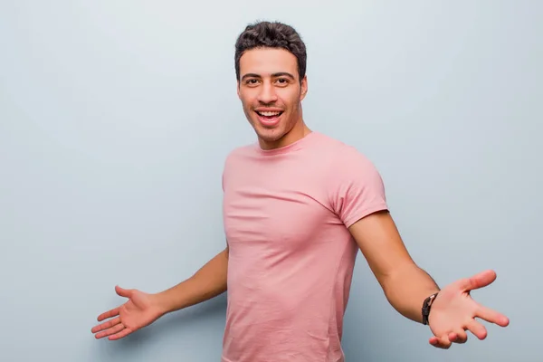 Young Arabian Man Looking Happy Arrogant Proud Self Satisfied Feeling — Stock Photo, Image