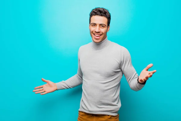 Young Arabian Man Looking Happy Arrogant Proud Self Satisfied Feeling — Stock Photo, Image