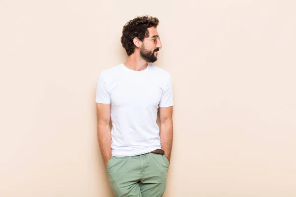 Young Cool Bearded Man Looking Side — Stock Photo, Image