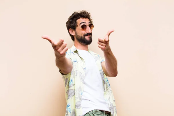 Young Cool Bearded Man Dancing Holidays Concept — Stock Photo, Image