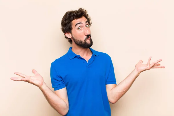 Young Cool Bearded Man Thinking Confused — Stock Photo, Image