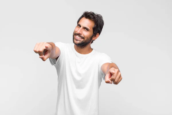 Young Latin Handsome Man Feeling Happy Confident Pointing Camera Both — Stock Photo, Image