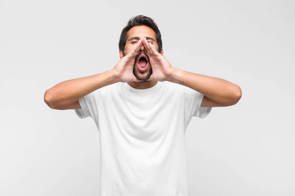 Young Latin Handsome Man Feeling Happy Excited Positive Giving Big — Stock Photo, Image