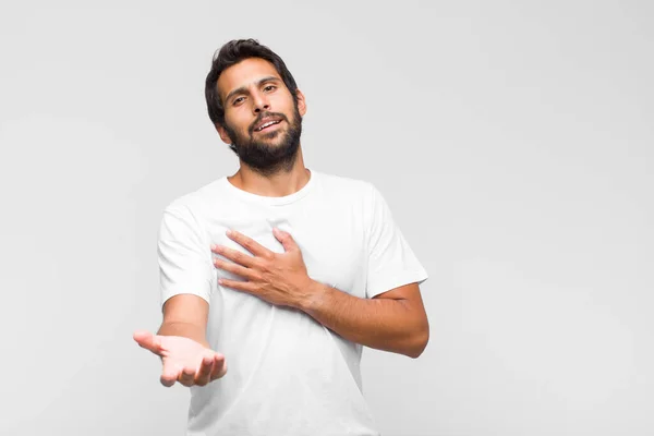 Young Latin Handsome Man Feeling Love Looking Cute Adorable Happy — Stock Photo, Image