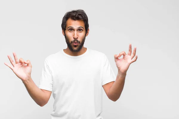 Young Latin Handsome Man Scheming Conspiring Thinking Devious Tricks Cheats — Stock Photo, Image