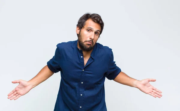 Young Latin Handsome Man Feeling Clueless Confused Having Idea Absolutely — Stock Photo, Image