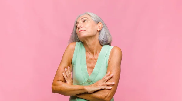 Middle Age Pretty Woman Feeling Sad Frustrated Nervous Depressed Covering — Stock Photo, Image
