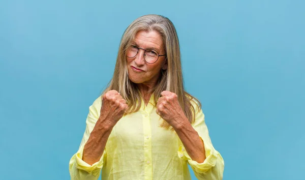 Middle Age Pretty Woman Feeling Disgusted Irritated Sticking Tongue Out — Stock Photo, Image