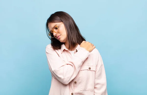 Giovane Bella Donna Sensazione Stanchezza Stress Ansia Frustrazione Depressione Sofferenza — Foto Stock