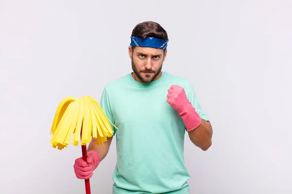 Young Man Looking Confident Angry Strong Aggressive Fists Ready Fight — Stock Photo, Image