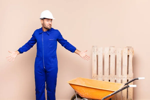 Young Man Feeling Clueless Confused Having Idea Absolutely Puzzled Dumb — Stock Photo, Image